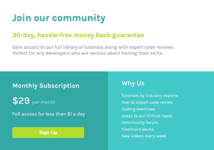 Landing page with 3 boxes